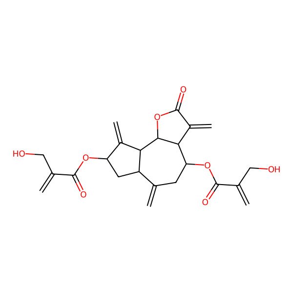 2D Structure of [4-[2-(Hydroxymethyl)prop-2-enoyloxy]-3,6,9-trimethylidene-2-oxo-3a,4,5,6a,7,8,9a,9b-octahydroazuleno[4,5-b]furan-8-yl] 2-(hydroxymethyl)prop-2-enoate