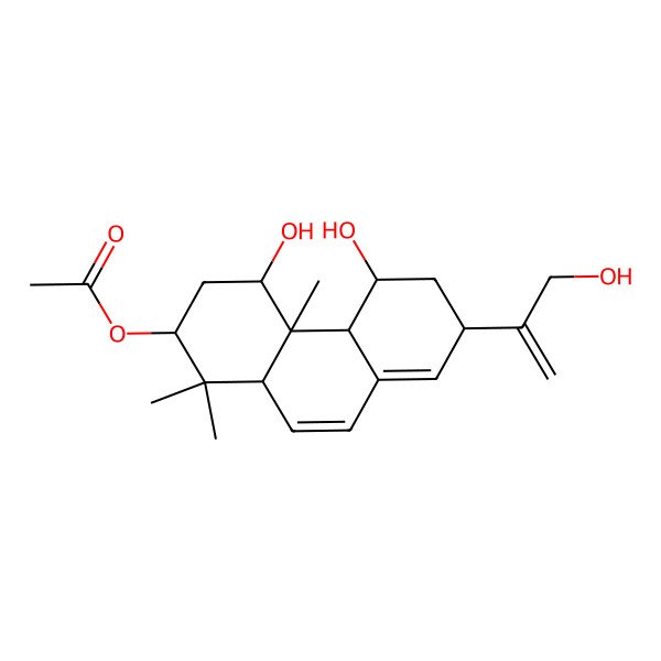 2D Structure of [(2R,4R,4aS,4bS,5R,7S,10aS)-4,5-dihydroxy-7-(3-hydroxyprop-1-en-2-yl)-1,1,4a-trimethyl-2,3,4,4b,5,6,7,10a-octahydrophenanthren-2-yl] acetate