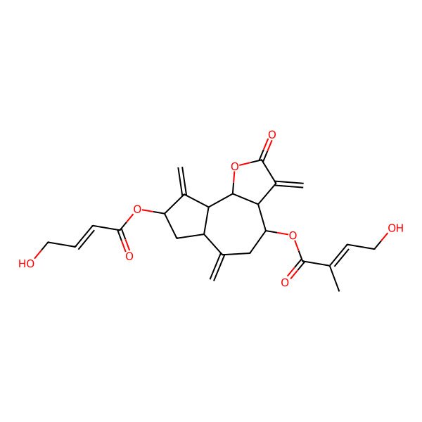 2D Structure of [(3aR,4S,6aR,8S,9aR,9bR)-8-[(E)-4-hydroxybut-2-enoyl]oxy-3,6,9-trimethylidene-2-oxo-3a,4,5,6a,7,8,9a,9b-octahydroazuleno[4,5-b]furan-4-yl] (E)-4-hydroxy-2-methylbut-2-enoate
