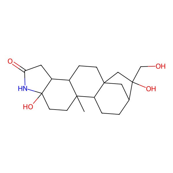 2D Structure of (1S,4R,5R,9R,12R,13R,16R,17R)-9,17-dihydroxy-17-(hydroxymethyl)-12-methyl-8-azapentacyclo[14.2.1.01,13.04,12.05,9]nonadecan-7-one
