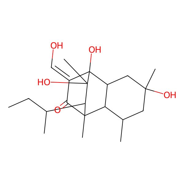 2D Structure of (10Z)-12-butan-2-yl-1,4,11-trihydroxy-10-(hydroxymethylidene)-4,6,8,11-tetramethyltricyclo[6.2.2.02,7]dodecan-9-one