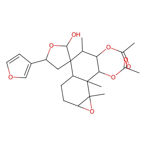 2D Structure of [7-acetyloxy-5'-(furan-3-yl)-2'-hydroxy-5,7a,7b-trimethylspiro[2,3,3a,5,6,7-hexahydro-1aH-naphtho[1,2-b]oxirene-4,3'-oxolane]-6-yl] acetate
