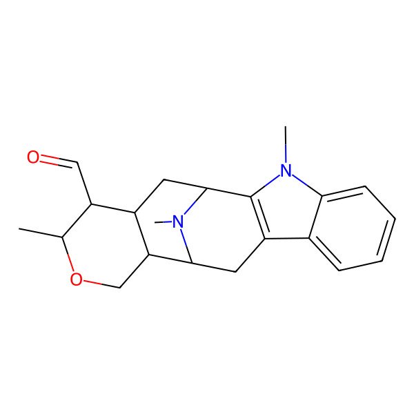 2D Structure of 3,16,20-Trimethyl-15-oxa-3,20-diazapentacyclo[10.7.1.02,10.04,9.013,18]icosa-2(10),4,6,8-tetraene-17-carbaldehyde