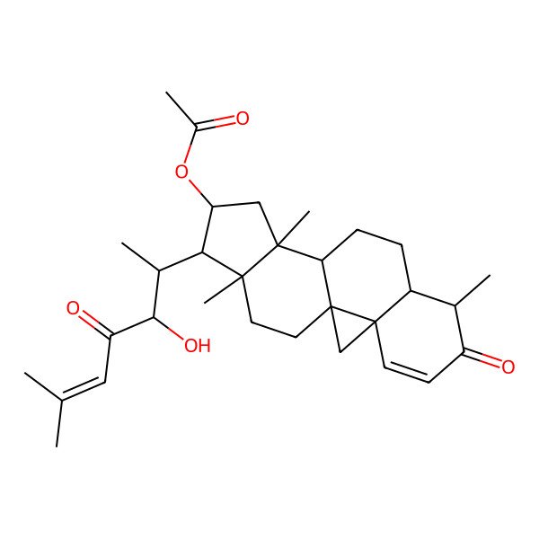 2D Structure of [(1S,3S,7S,8S,11S,12S,14S,15R,16R)-15-[(2S,3R)-3-hydroxy-6-methyl-4-oxohept-5-en-2-yl]-7,12,16-trimethyl-6-oxo-14-pentacyclo[9.7.0.01,3.03,8.012,16]octadec-4-enyl] acetate