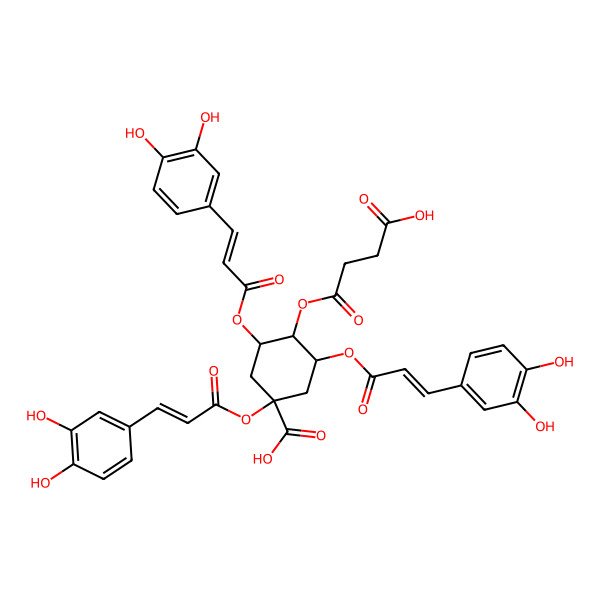 2D Structure of 4-(3-Carboxypropanoyloxy)-1,3,5-tris[3-(3,4-dihydroxyphenyl)prop-2-enoyloxy]cyclohexane-1-carboxylic acid