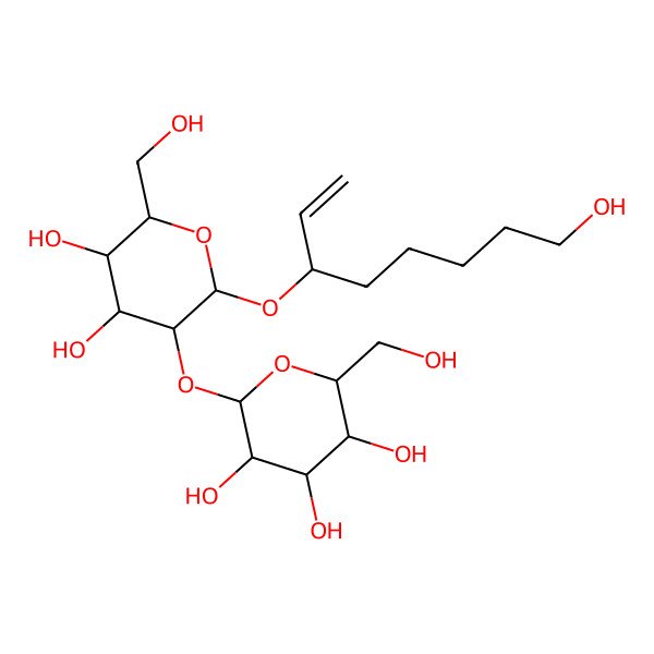 2D Structure of 2-[4,5-Dihydroxy-6-(hydroxymethyl)-2-(8-hydroxyoct-1-en-3-yloxy)oxan-3-yl]oxy-6-(hydroxymethyl)oxane-3,4,5-triol