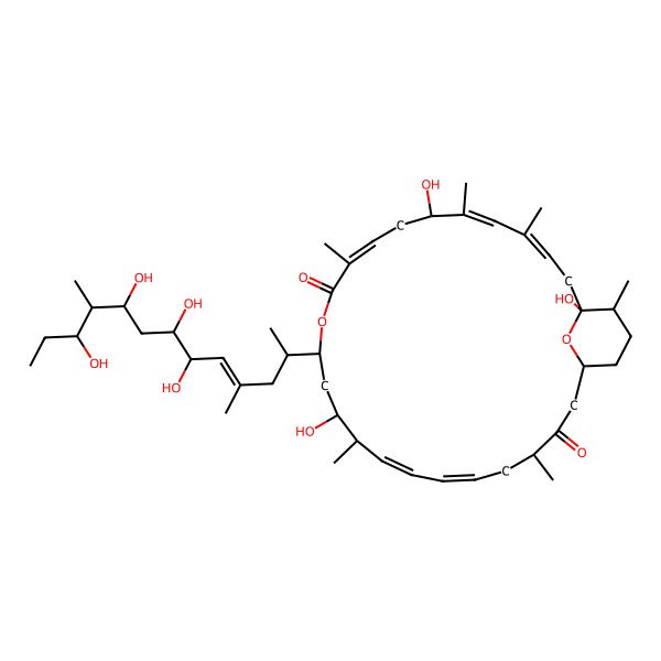 2D Structure of 1,7,15-Trihydroxy-4,6,10,16,22,28-hexamethyl-13-(6,7,9,11-tetrahydroxy-4,10-dimethyltridec-4-en-2-yl)-12,29-dioxabicyclo[23.3.1]nonacosa-3,5,9,17,19-pentaene-11,23-dione