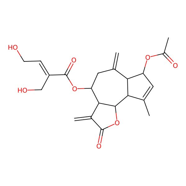 2D Structure of (7-acetyloxy-9-methyl-3,6-dimethylidene-2-oxo-4,5,6a,7,9a,9b-hexahydro-3aH-azuleno[4,5-b]furan-4-yl) 4-hydroxy-2-(hydroxymethyl)but-2-enoate