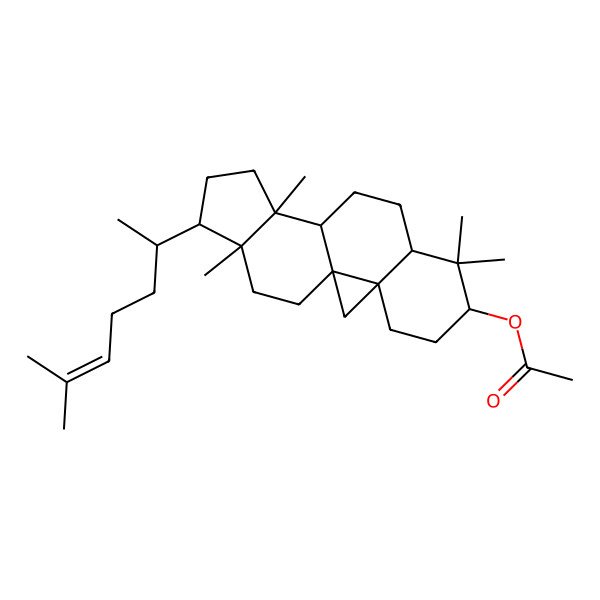 2D Structure of [(1S,3R,6S,8S,11R,12R,15R,16R)-7,7,12,16-tetramethyl-15-[(2S)-6-methylhept-5-en-2-yl]-6-pentacyclo[9.7.0.01,3.03,8.012,16]octadecanyl] acetate