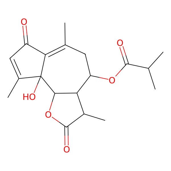 2D Structure of (9a-hydroxy-3,6,9-trimethyl-2,7-dioxo-3a,4,5,9b-tetrahydro-3H-azuleno[4,5-b]furan-4-yl) 2-methylpropanoate