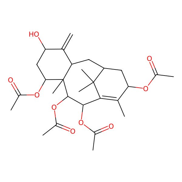 2D Structure of (7,9,10-Triacetyloxy-5-hydroxy-8,12,15,15-tetramethyl-4-methylidene-13-tricyclo[9.3.1.03,8]pentadec-11-enyl) acetate