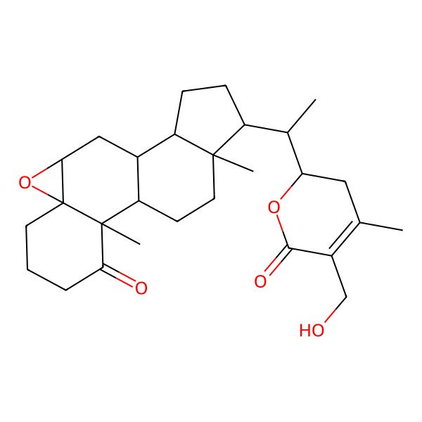 2D Structure of (1S,2R,7S,9R,11S,12S,15R,16S)-15-[(1S)-1-[(2R)-5-(hydroxymethyl)-4-methyl-6-oxo-2,3-dihydropyran-2-yl]ethyl]-2,16-dimethyl-8-oxapentacyclo[9.7.0.02,7.07,9.012,16]octadecan-3-one