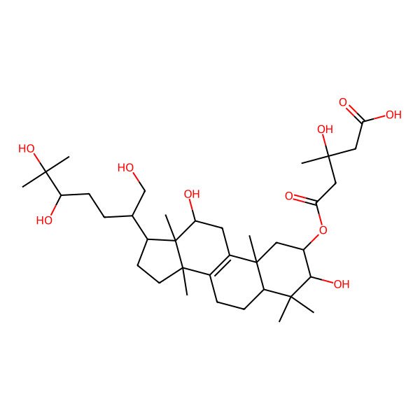 2D Structure of 5-[[3,12-dihydroxy-4,4,10,13,14-pentamethyl-17-(1,5,6-trihydroxy-6-methylheptan-2-yl)-2,3,5,6,7,11,12,15,16,17-decahydro-1H-cyclopenta[a]phenanthren-2-yl]oxy]-3-hydroxy-3-methyl-5-oxopentanoic acid