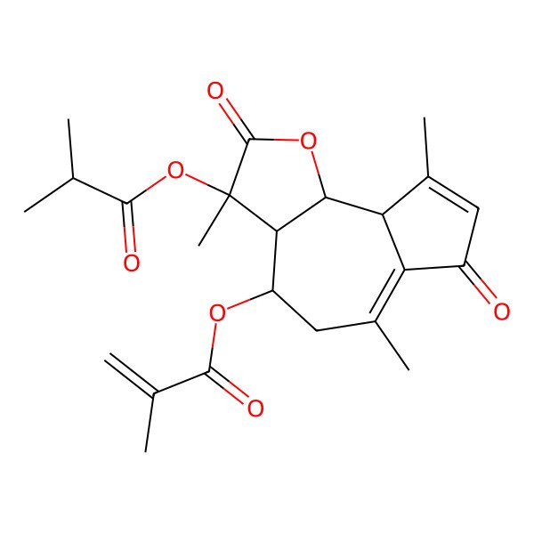 2D Structure of [(3S,3aR,4S,9aR,9bS)-3,6,9-trimethyl-4-(2-methylprop-2-enoyloxy)-2,7-dioxo-4,5,9a,9b-tetrahydro-3aH-azuleno[4,5-b]furan-3-yl] 2-methylpropanoate