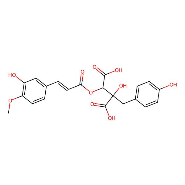 2D Structure of 2-Hydroxy-3-[3-(3-hydroxy-4-methoxyphenyl)prop-2-enoyloxy]-2-[(4-hydroxyphenyl)methyl]butanedioic acid