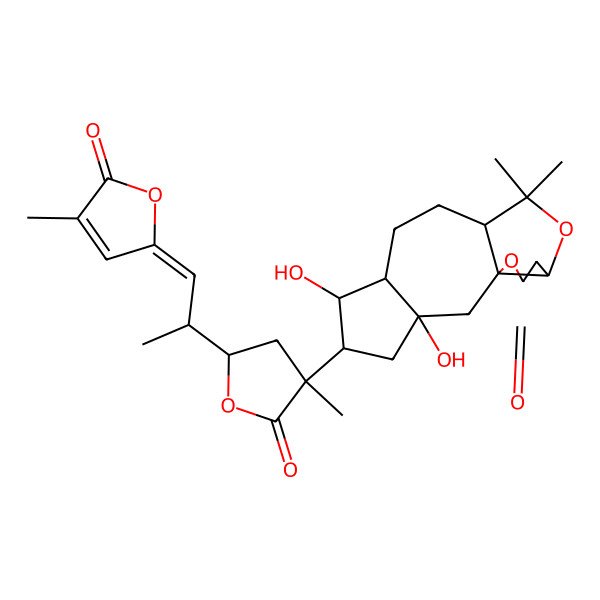 2D Structure of (1R,3S,5R,6S,7R,10S,13R)-3,6-dihydroxy-11,11-dimethyl-5-[(3R,5S)-3-methyl-5-[(1Z,2R)-1-(4-methyl-5-oxofuran-2-ylidene)propan-2-yl]-2-oxooxolan-3-yl]-12,16-dioxatetracyclo[8.6.0.01,13.03,7]hexadecan-15-one