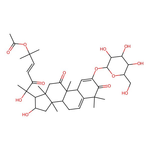 2D Structure of 2-(Hexopyranosyloxy)-16,20-dihydroxy-9,10,14-trimethyl-1,11,22-trioxo-4,9-cyclo-9,10-secocholesta-2,5,23-trien-25-yl acetate