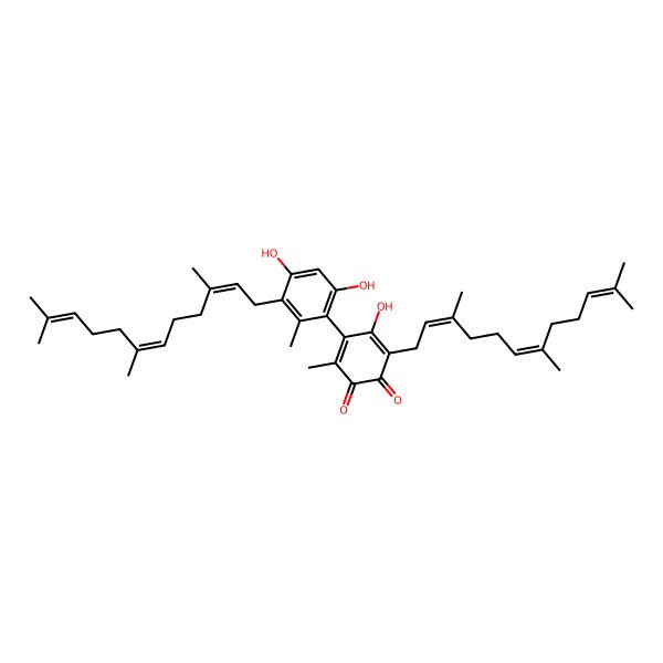 2D Structure of 4-[4,6-Dihydroxy-2-methyl-3-(3,7,11-trimethyldodeca-2,6,10-trienyl)phenyl]-5-hydroxy-3-methyl-6-(3,7,11-trimethyldodeca-2,6,10-trienyl)cyclohexa-3,5-diene-1,2-dione