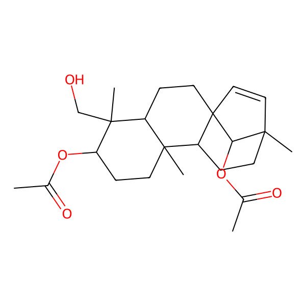 2D Structure of [(1R,4S,5S,6R,9S,10S,13R,16S)-16-acetyloxy-5-(hydroxymethyl)-5,9,13-trimethyl-6-tetracyclo[11.2.1.01,10.04,9]hexadec-14-enyl] acetate