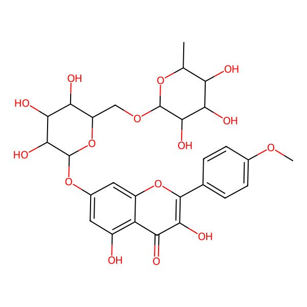 2D Structure of 3,5-Dihydroxy-2-(4-methoxyphenyl)-7-[3,4,5-trihydroxy-6-[(3,4,5-trihydroxy-6-methyloxan-2-yl)oxymethyl]oxan-2-yl]oxychromen-4-one