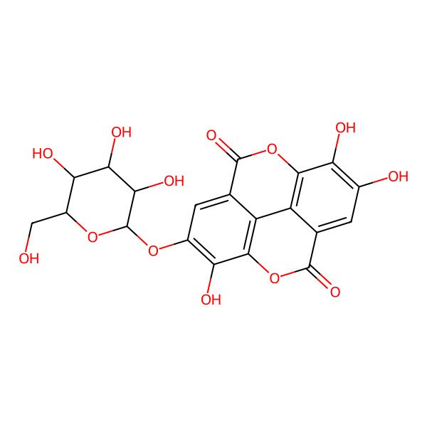 2D Structure of 6,7,14-Trihydroxy-13-[3,4,5-trihydroxy-6-(hydroxymethyl)oxan-2-yl]oxy-2,9-dioxatetracyclo[6.6.2.04,16.011,15]hexadeca-1(15),4,6,8(16),11,13-hexaene-3,10-dione