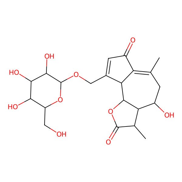 2D Structure of (3S,3aS,4R,9aR,9bS)-4-hydroxy-3,6-dimethyl-9-[[(2S,3S,4R,5R,6S)-3,4,5-trihydroxy-6-(hydroxymethyl)oxan-2-yl]oxymethyl]-3,3a,4,5,9a,9b-hexahydroazuleno[4,5-b]furan-2,7-dione