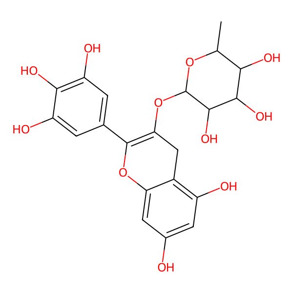 2D Structure of (2S,3R,4R,5R,6S)-2-[[5,7-dihydroxy-2-(3,4,5-trihydroxyphenyl)-4H-chromen-3-yl]oxy]-6-methyloxane-3,4,5-triol