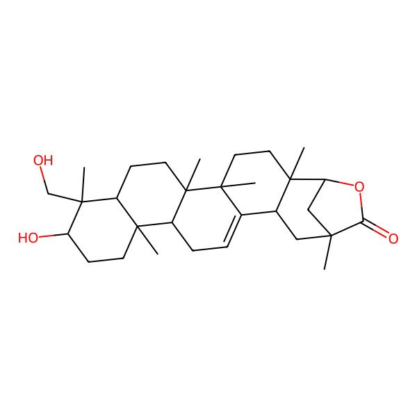 2D Structure of 11-Hydroxy-10-(hydroxymethyl)-2,5,6,10,14,21-hexamethyl-23-oxahexacyclo[19.2.1.02,19.05,18.06,15.09,14]tetracos-17-en-22-one