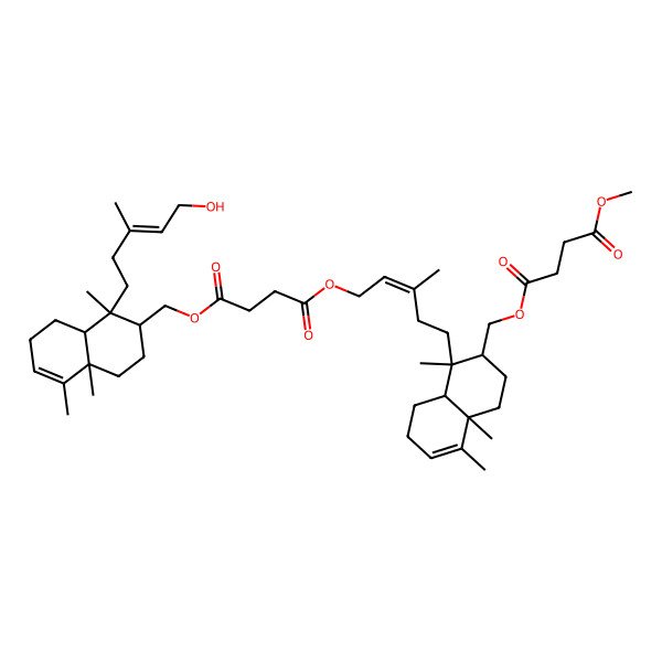 2D Structure of 4-O-[[(1R,2R,4aR,8aR)-1-[(E)-5-[4-[[(1R,2R,4aR,8aR)-1-[(E)-5-hydroxy-3-methylpent-3-enyl]-1,4a,5-trimethyl-2,3,4,7,8,8a-hexahydronaphthalen-2-yl]methoxy]-4-oxobutanoyl]oxy-3-methylpent-3-enyl]-1,4a,5-trimethyl-2,3,4,7,8,8a-hexahydronaphthalen-2-yl]methyl] 1-O-methyl butanedioate