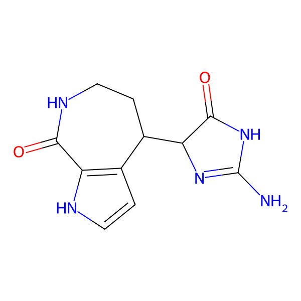 2D Structure of (4S)-4-[(4S)-2-amino-5-oxo-1,4-dihydroimidazol-4-yl]-4,5,6,7-tetrahydro-1H-pyrrolo[2,3-c]azepin-8-one