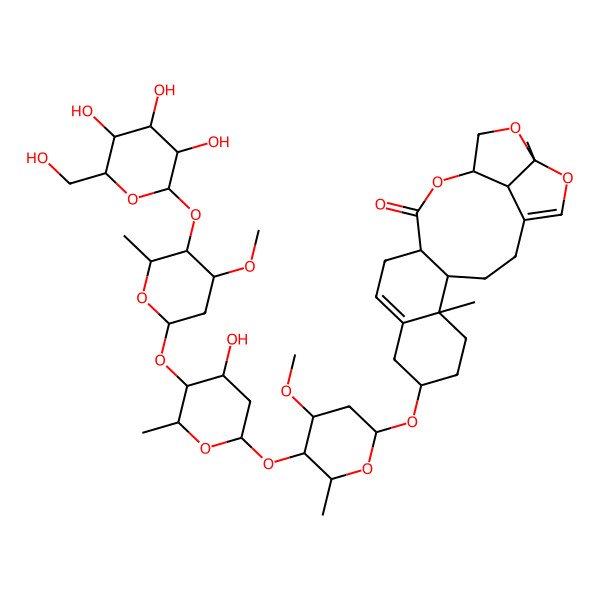 2D Structure of (4S,5R,8S,13S,16S,19R,22R)-8-[(2R,4R,5R,6R)-5-[(2S,4S,5S,6R)-4-hydroxy-5-[(2S,4R,5R,6R)-4-methoxy-6-methyl-5-[(2S,3R,4S,5S,6R)-3,4,5-trihydroxy-6-(hydroxymethyl)oxan-2-yl]oxyoxan-2-yl]oxy-6-methyloxan-2-yl]oxy-4-methoxy-6-methyloxan-2-yl]oxy-5,19-dimethyl-15,18,20-trioxapentacyclo[14.5.1.04,13.05,10.019,22]docosa-1(21),10-dien-14-one