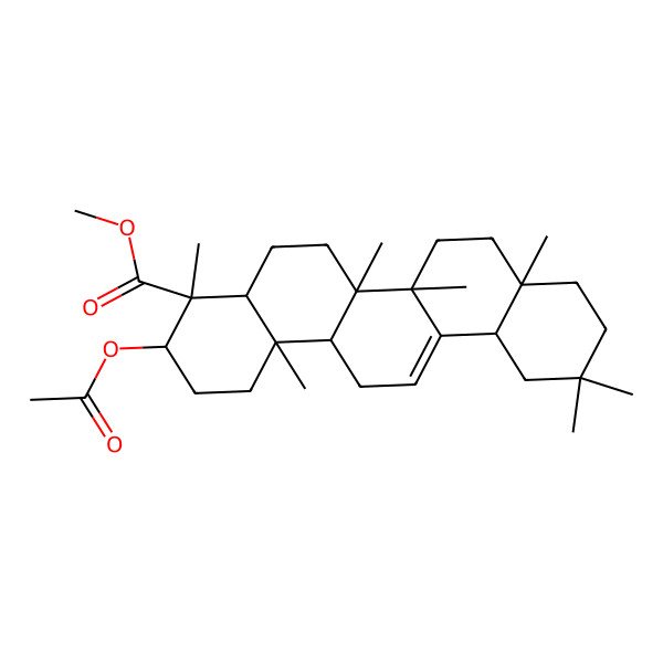 2D Structure of methyl (3R,4R,4aR,6aR,6bS,8aR,12aR,14aR,14bR)-3-acetyloxy-4,6a,6b,8a,11,11,14b-heptamethyl-1,2,3,4a,5,6,7,8,9,10,12,12a,14,14a-tetradecahydropicene-4-carboxylate 2D Structure of methyl (3R,4R,4aR,6aR,6bS,8aR,12aR,14aR,14bR)-3-acetyloxy-4,6a,6b,8a,11,11,14b-heptamethyl-1,2,3,4a,5,6,7,8,9,10,12,12a,14,14a-tetradecahydropicene-4-carboxylate