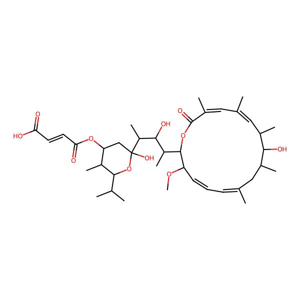 2D Structure of 4-[2-Hydroxy-2-[3-hydroxy-4-(10-hydroxy-3-methoxy-7,9,11,13,15-pentamethyl-16-oxo-1-oxacyclohexadeca-4,6,12,14-tetraen-2-yl)pentan-2-yl]-5-methyl-6-propan-2-yloxan-4-yl]oxy-4-oxobut-2-enoic acid