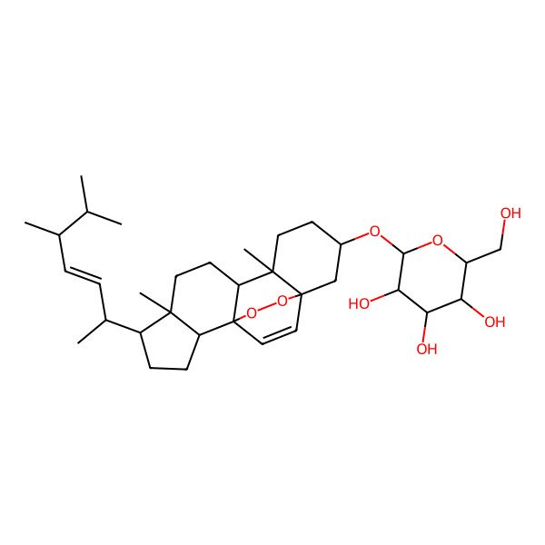 2D Structure of (2R,3R,4S,5S,6R)-2-[[(1S,2R,5R,6R,9R,10R,13S,15S)-5-[(E,2R,5S)-5,6-dimethylhept-3-en-2-yl]-6,10-dimethyl-16,17-dioxapentacyclo[13.2.2.01,9.02,6.010,15]nonadec-18-en-13-yl]oxy]-6-(hydroxymethyl)oxane-3,4,5-triol