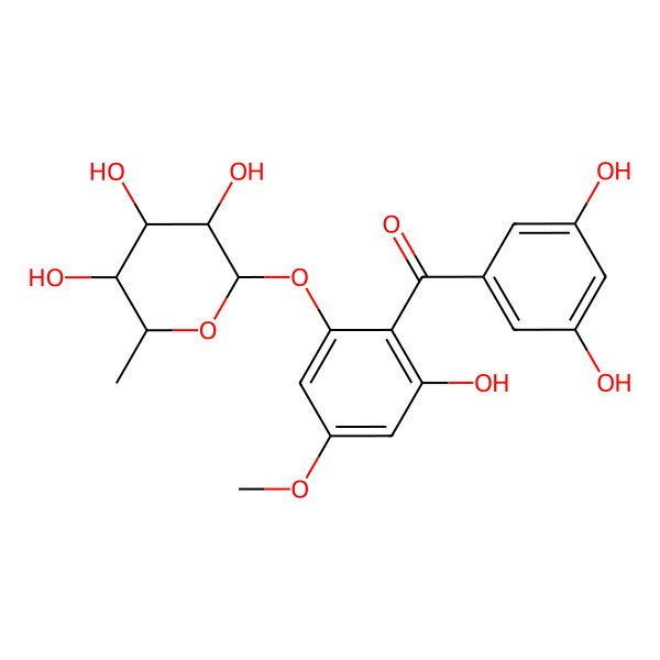 2D Structure of (3,5-dihydroxyphenyl)-[2-hydroxy-4-methoxy-6-[(2S,3R,4R,5R,6S)-3,4,5-trihydroxy-6-methyloxan-2-yl]oxyphenyl]methanone