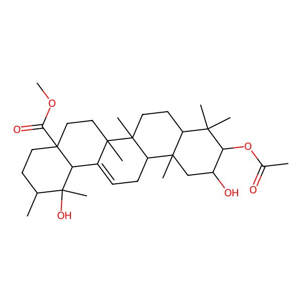 2D Structure of Methyl 10-acetyloxy-1,11-dihydroxy-1,2,6a,6b,9,9,12a-heptamethyl-2,3,4,5,6,6a,7,8,8a,10,11,12,13,14b-tetradecahydropicene-4a-carboxylate