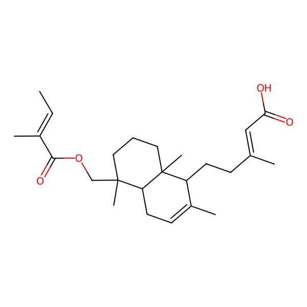 2D Structure of (Z)-5-[(1S,4aR,5S,8aR)-2,5,8a-trimethyl-5-[[(Z)-2-methylbut-2-enoyl]oxymethyl]-1,4,4a,6,7,8-hexahydronaphthalen-1-yl]-3-methylpent-2-enoic acid