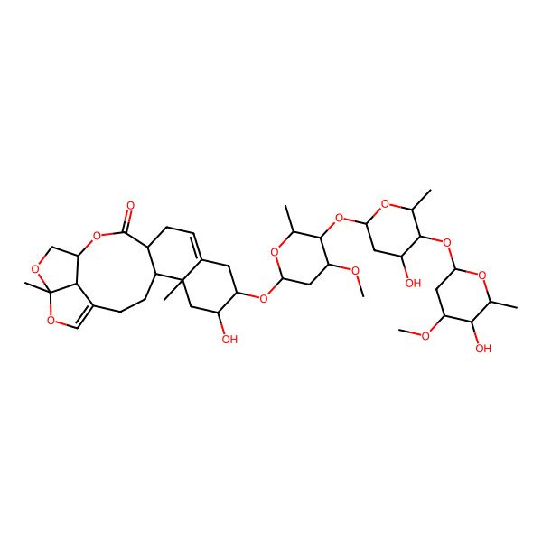 2D Structure of (4S,5R,7R,8R,13R,16S,19R,22R)-7-hydroxy-8-[(2S,4R,5R,6R)-5-[(2S,4S,5S,6R)-4-hydroxy-5-[(2S,4R,5R,6R)-5-hydroxy-4-methoxy-6-methyloxan-2-yl]oxy-6-methyloxan-2-yl]oxy-4-methoxy-6-methyloxan-2-yl]oxy-5,19-dimethyl-15,18,20-trioxapentacyclo[14.5.1.04,13.05,10.019,22]docosa-1(21),10-dien-14-one