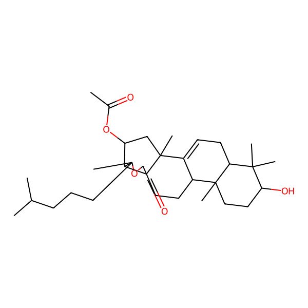 2D Structure of [(2S,4R,5R,6S,9S,12S,13R,16S,18R)-16-hydroxy-2,6,13,17,17-pentamethyl-6-(4-methylpentyl)-8-oxo-7-oxapentacyclo[10.8.0.02,9.05,9.013,18]icos-1(20)-en-4-yl] acetate