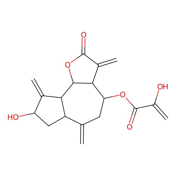 2D Structure of [(3aR,4S,6aR,8S,9aR,9bR)-8-hydroxy-3,6,9-trimethylidene-2-oxo-3a,4,5,6a,7,8,9a,9b-octahydroazuleno[4,5-b]furan-4-yl] 2-hydroxyprop-2-enoate