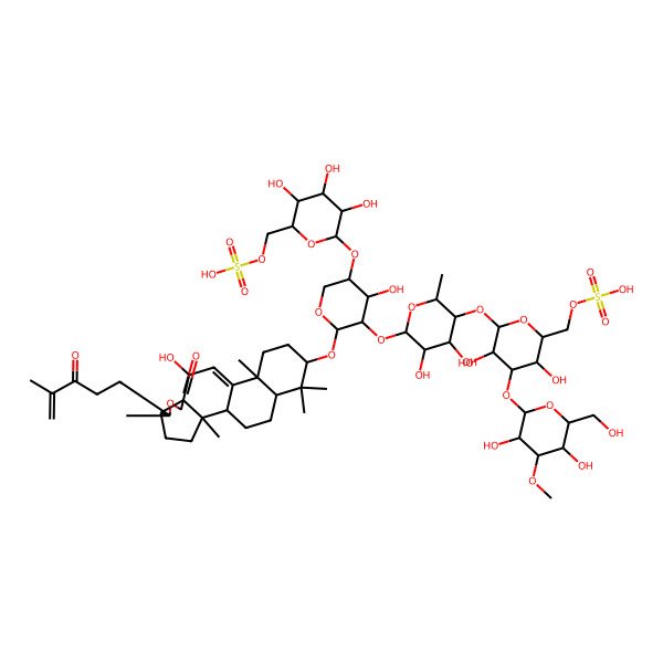 2D Structure of [6-[4,5-Dihydroxy-6-[4-hydroxy-2-[[10-hydroxy-2,6,13,17,17-pentamethyl-6-(4-methyl-3-oxopent-4-enyl)-8-oxo-7-oxapentacyclo[10.8.0.02,9.05,9.013,18]icos-11-en-16-yl]oxy]-5-[3,4,5-trihydroxy-6-(sulfooxymethyl)oxan-2-yl]oxyoxan-3-yl]oxy-2-methyloxan-3-yl]oxy-4-[3,5-dihydroxy-6-(hydroxymethyl)-4-methoxyoxan-2-yl]oxy-3,5-dihydroxyoxan-2-yl]methyl hydrogen sulfate