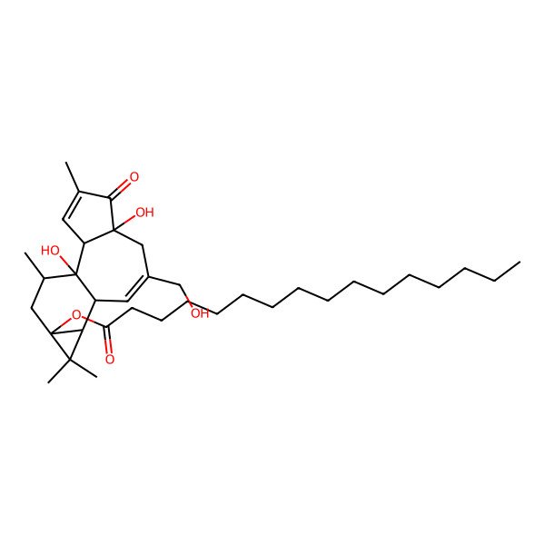 2D Structure of [1,6-Dihydroxy-8-(hydroxymethyl)-4,12,12,15-tetramethyl-5-oxo-13-tetracyclo[8.5.0.02,6.011,13]pentadeca-3,8-dienyl] hexadecanoate