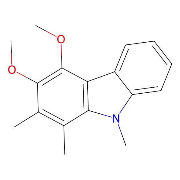 2D Structure of 9H-Carbazole, 3,4-dimethoxy-1,2,9-trimethyl-