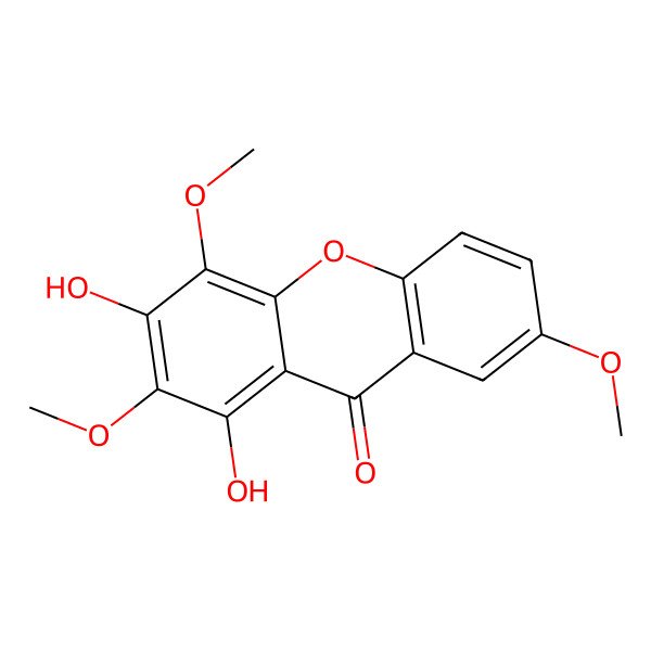 2D Structure of 9H-Xanthen-9-one, 1,3-dihydroxy-2,4,7-trimethoxy- 2D Structure of 9H-Xanthen-9-one, 1,3-dihydroxy-2,4,7-trimethoxy-