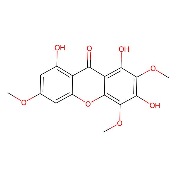 2D Structure of 9H-Xanthen-9-one, 1,3,8-trihydroxy-2,4,6-trimethoxy-