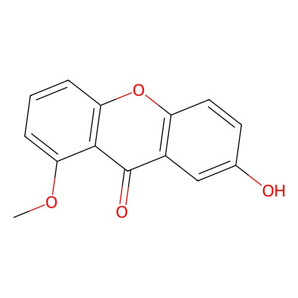 2D Structure of 9H-Xanthen-9-one, 7-hydroxy-1-methoxy-