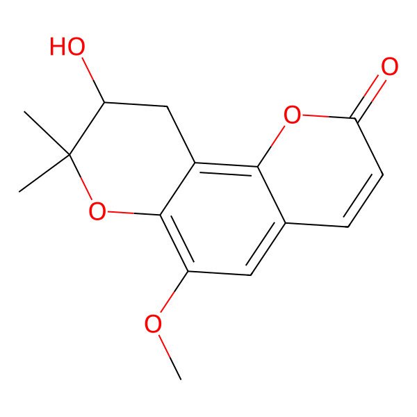 2D Structure of (9R)-9-hydroxy-6-methoxy-8,8-dimethyl-9,10-dihydropyrano[2,3-h]chromen-2-one
