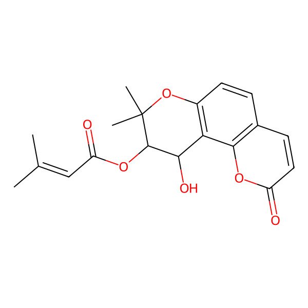 2D Structure of [(9R,10R)-10-hydroxy-8,8-dimethyl-2-oxo-9,10-dihydropyrano[2,3-f]chromen-9-yl] 3-methylbut-2-enoate