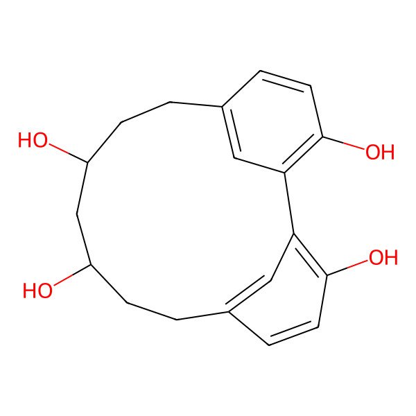 2D Structure of (9R,11R)-tricyclo[12.3.1.12,6]nonadeca-1(17),2,4,6(19),14(18),15-hexaene-3,9,11,17-tetrol