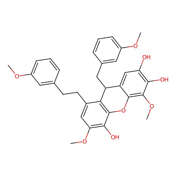 2D Structure of (9S)-4,6-dimethoxy-8-[2-(3-methoxyphenyl)ethyl]-9-[(3-methoxyphenyl)methyl]-9H-xanthene-2,3,5-triol